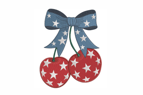 America Patriotic Cherries Embroidery Design Review