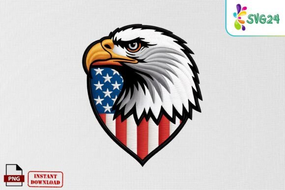 American Eagle Flag Patch Embroidery PNG Review
