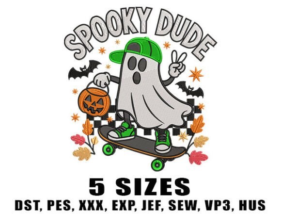 Boy Skateboard Ghost Embroidery Design Review