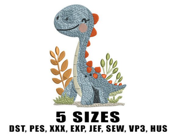 Cute Long-Neck Dinosaur Embroidery Design Review