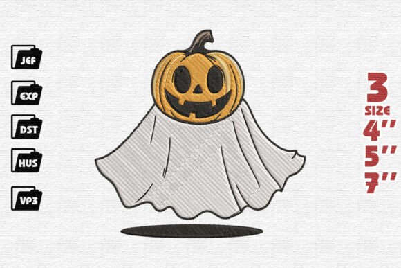 Cute Pumpkin Head Ghost Embroidery Review