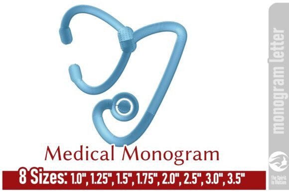 Medical Embroidery Monogram Letter - I