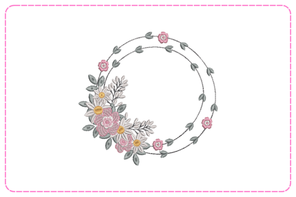 Pink Floral Wreath Embroidery Designs
