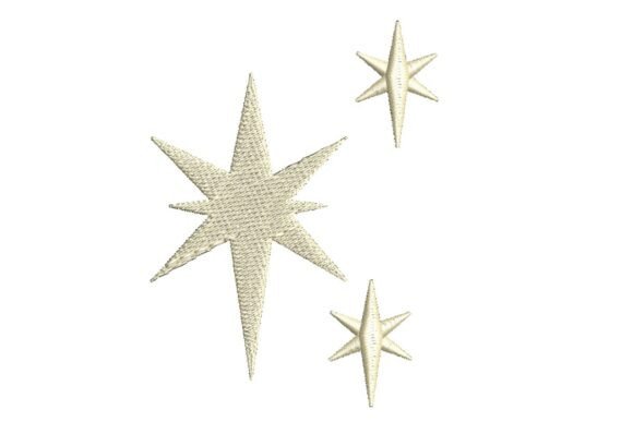 Three Sparkling Celestial Stars Embroidery Design